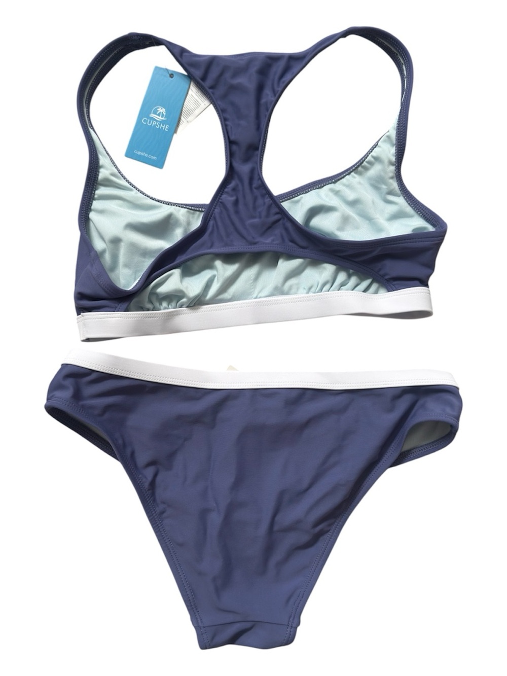 Cupshe Navy Bikini Set with White Trim - Picture 2 of 2